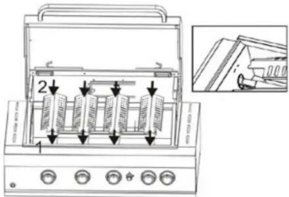 Technical diagram of a portable appliance with labeled parts and directional arrows indicating assembly or operation