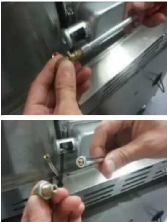 InAlto IBBQBI6B - Remove the LPG jet from the elbow shaped brass injector assembly. - 4