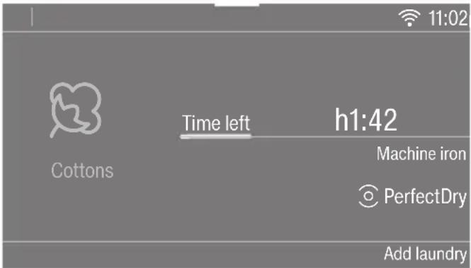 11:02 Time left h1:42 Cottons Machine iron PerfectDry Add laundry