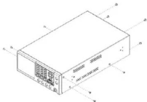 Technical diagram of an electronic device with labeled ports and connectors