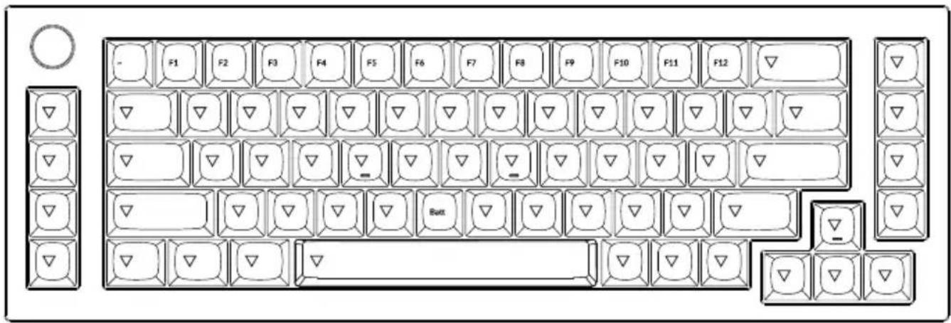 Diagram of a computer keyboard layout with labeled keys and directional indicators