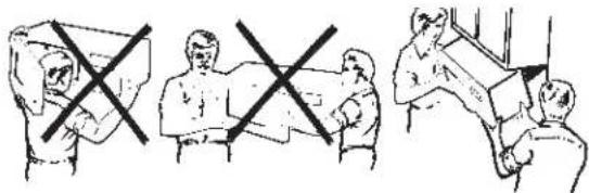 Illustration showing three scenes of medical procedures with crossed-out boxes, likely indicating a procedure or exclusion.