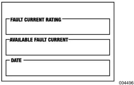 FAULT CURRENT RATING AVAILABLE FAULT CURRENT DATE 004496