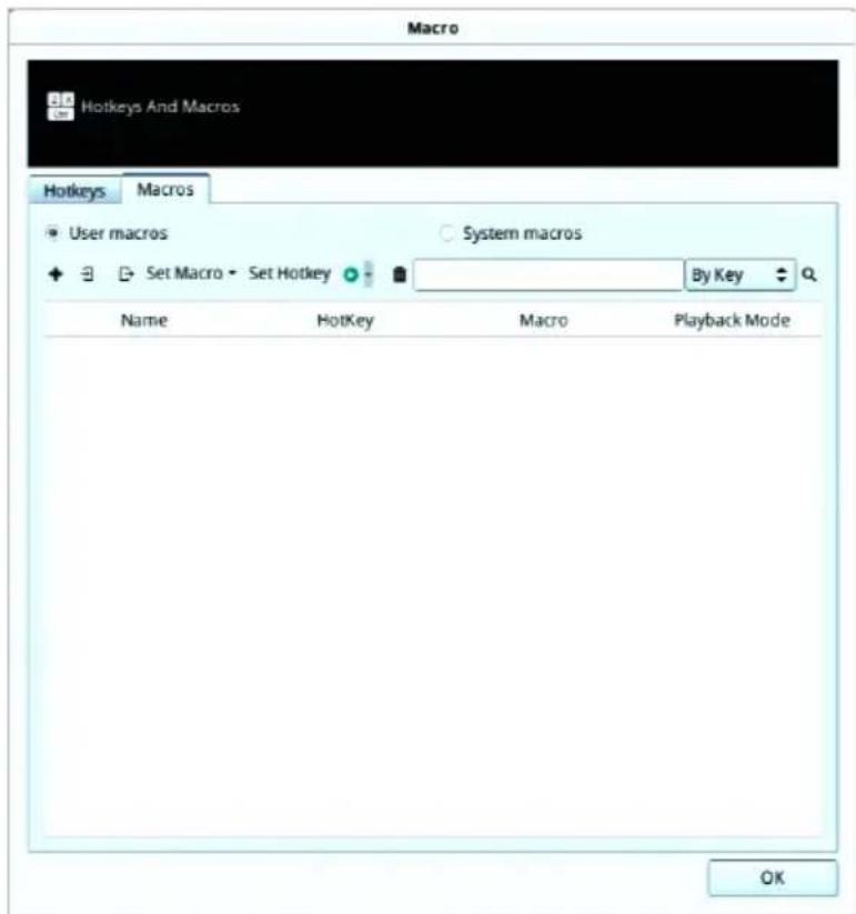 Macro Hotkeys And Macros Hotkeys Macros User macros System macros Set Macro Set Hotkey By Key Name HotKey Macro Playback Mode OK