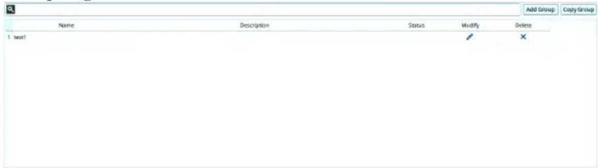 Add Group Copy Group Name Description Status Modify Delete 1 test1 / ×