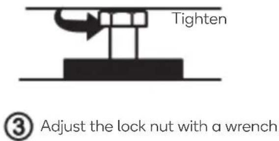 Tighten ③ Adjust the lock nut with a wrench