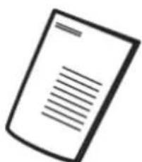 Simple line drawing of a document with lines representing text content