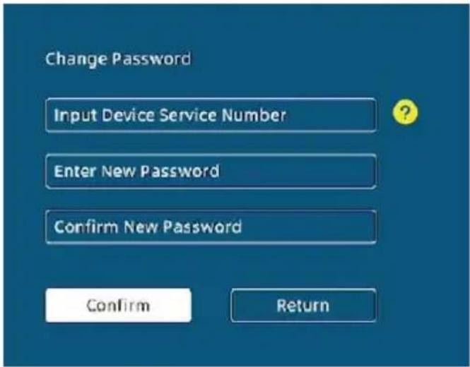 Change Password Input Device Service Number Enter New Password Confirm New Password Confirm Return