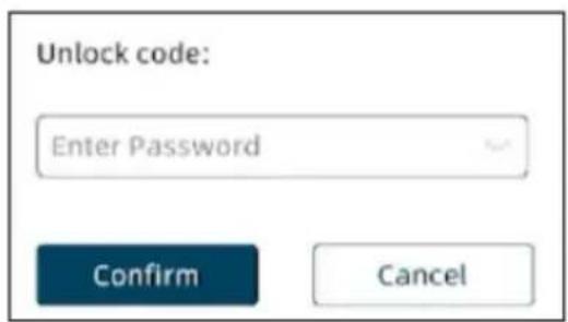 Unlock code: Enter Password Confirm Cancel