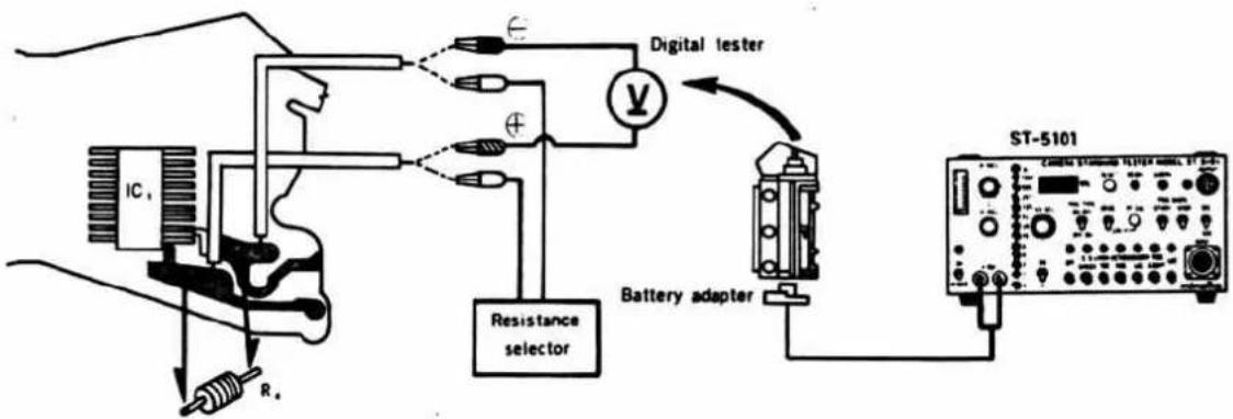 IC R₁ ε + ⊕ Digital tester Resistance selector Battery adapter ST-5101