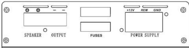 SPEAKER OUTPUT FUSES +12V REM GND POWER SUPPLY