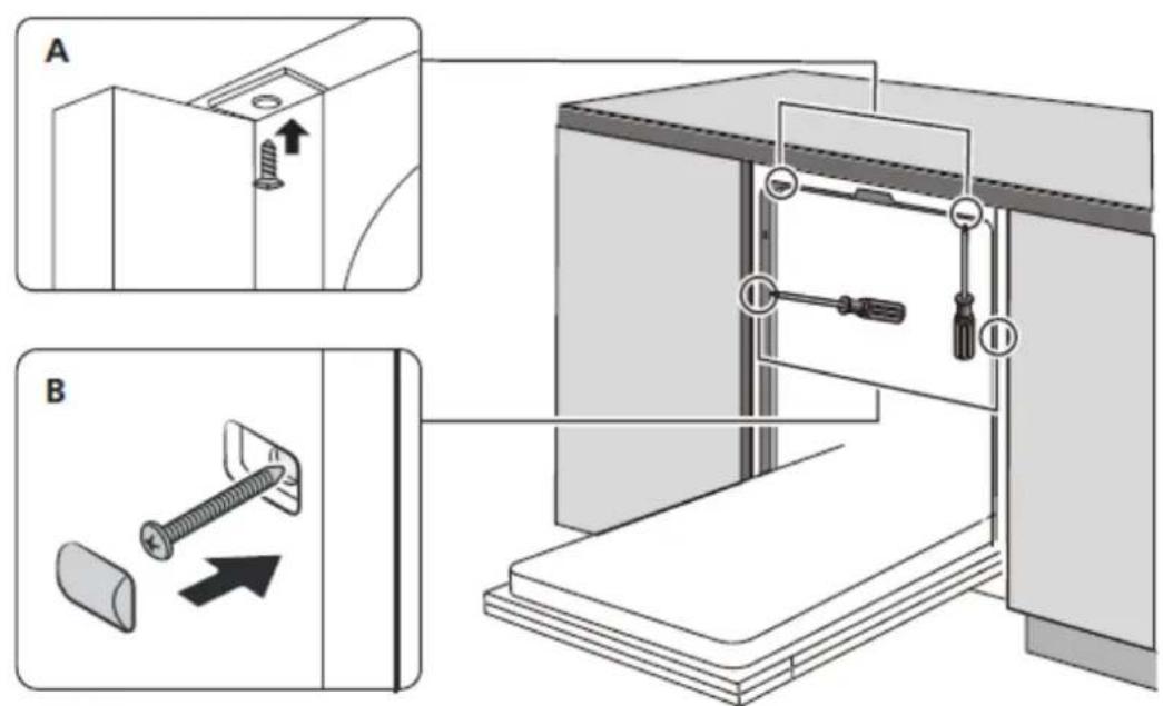 Master Kitchen MKDW FI450710 EP E - Passo 4. Fasi di installazione della lavastoviglie Fare riferimento alle fasi di installazione specificate nei disegni d'installazione. - 1
