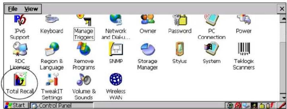 File View IPv6 Support Keyboard Manage Triggers Network and Dial-U... Owner Password PC Connection Power RDC Licenses Region & Language Remove Programs SNMP Storage Manager Stylus System Teklogic Scanners Total Recall TweakIT Settings Volume & Sounds Wireless WAN