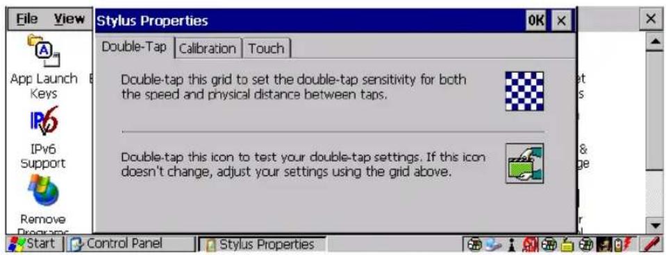 File View Stylus Properties Double-Tap Calibration Touch App Launch Keys IPv6 Support Remove Programs Double-tap this grid to set the double-tap sensitivity for both the speed and physical distance between taps. Double-tap this icon to test your double-tap settings. If this icon doesn't change, adjust your settings using the grid above. Start Control Panel Stylus Properties