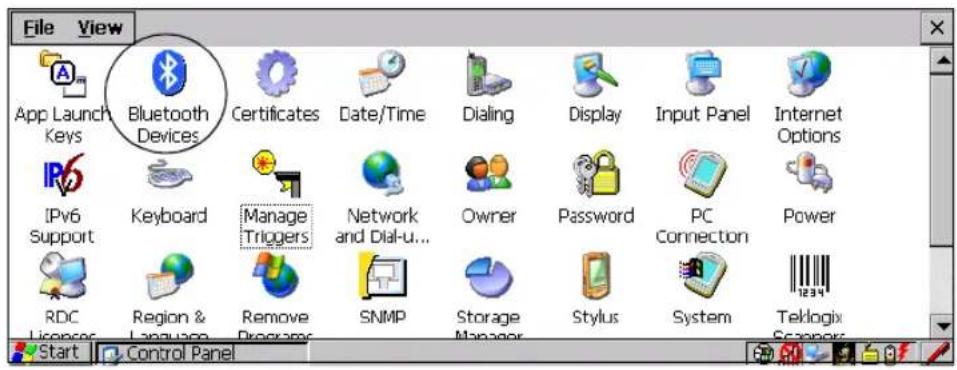 File View App Launch Keys Bluetooth Devices Certificates Date/Time Dialing Display Input Panel Internet Options IPv6 Support Keyboard Manage Triggers Network and Dial-u... Owner Password PC Connection Power RDC Licensee Region & Language Remove Programs SNMP Storage Manager Stylus System Teklogix Scaner Start Control Panel