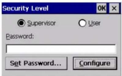 Security Level Supervisor User Password: Set Password... Configure