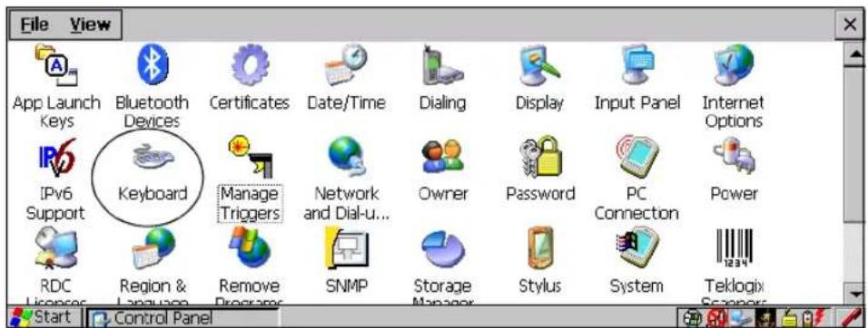 File View App Launch Keys Bluetooth Devices Certificates Date/Time Dialing Display Input Panel Internet Options IPv6 Support Keyboard Manage Triggers Network and Dial-u... Owner Password PC Connection Power RDC Licensor Region & Language Remove Programs SNMP Storage Manager Stylus System Teklogix Scanners Start Control Panel