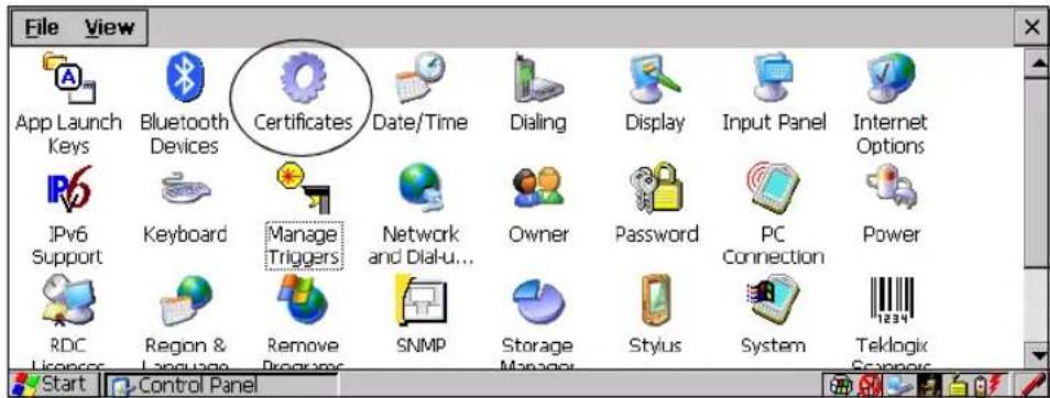 File View App Launch Keys Bluetooth Devices Certificates Date/Time Dialing Display Input Panel Internet Options IPv6 Support Keyboard Manage Triggers Network and Dial-u... Owner Password PC Connection Power RDC Licenses Region & Language Remove Programs SNMP Storage Manager Stylus System Teklogic Scanners Start Control Panel