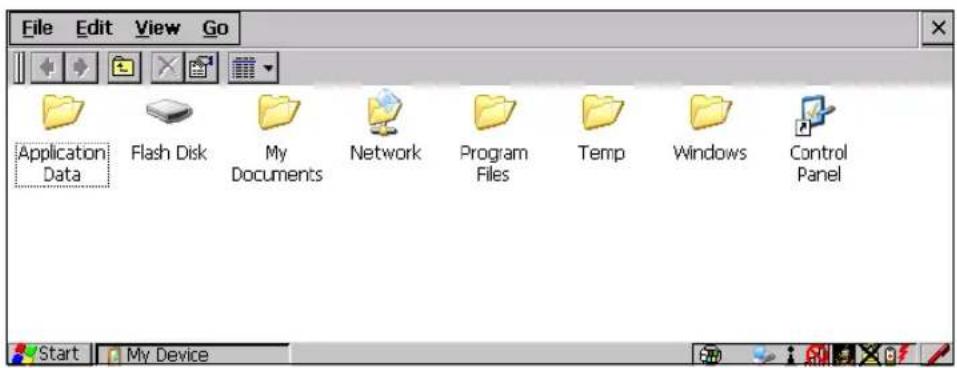 File Edit View Go Application Data Flash Disk My Documents Network Program Files Temp Windows Control Panel Start My Device