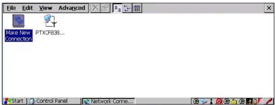 File Edit View Advanced Make New PTXCF838... Connection Start Control Panel Network Come...