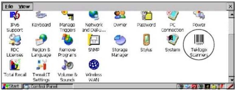 File View JPY6 Support Keyboard Manage Tnggers Network and Dial-U... Owner Password PC Connection Power RDC Licenses Region & Language Remove Programs SNMP Storage Manager Stylus System Teklogix Scanners Total Recall TweakIT Settings Volume & Sounds Wireless WAN