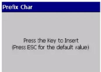 Prefix Char Press the Key to Insert (Press ESC for the default value)