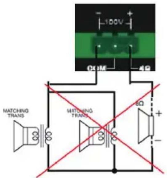 100V COM 4Ω MATCHING TRANS MATCHING TRANS 8Ω +