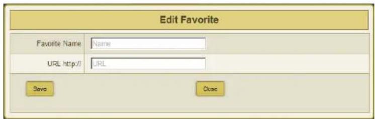 Edit Favorite Favorite Name: Name URL http:// URL Save Close
