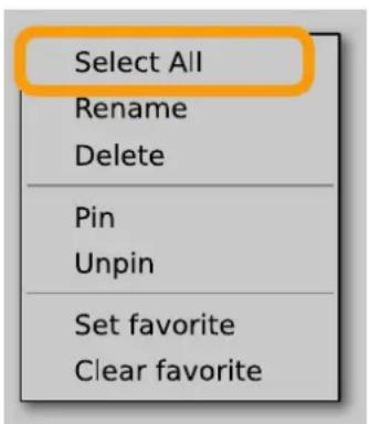 Select All Rename Delete Pin Unpin Set favorite Clear favorite