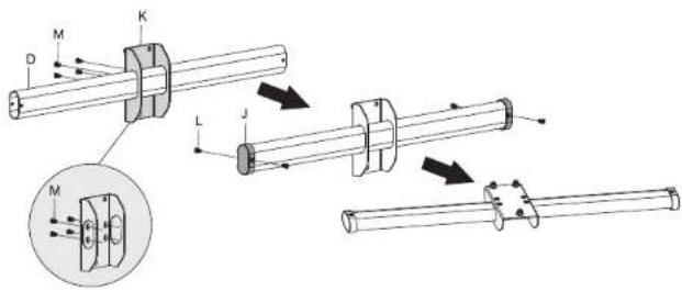 Technical diagram showing mechanical assembly with labeled components and directional arrows indicating motion or force