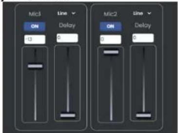Mic1 ON Line Delay 13 0 Mic2 ON ON Line Delay 0 0
