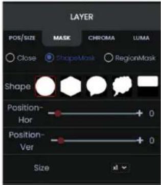 LAYER POS/SIZE MASK CHROMA LUMA Close ShapeMask RegionMask Shape Position- Hor 0 Position- Ver 0 Size x1