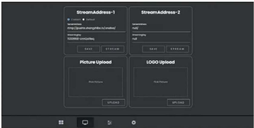 StreamAddress-1 Custom = Default ServerAddress rmp://pusho.shongfibio.lv/enlive/ StreamItagay B238668-connQorBeq SAVE STREAM StreamAddress-2 ServerAddress null/ StreamItagay null SAVE STREAM Picture Upload Pick Picture UPLOAD LOGO Upload Pick Picture UPLOAD
