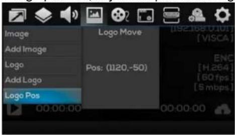Image Add Image Logo Add Logo Logo Pos Logo Move Pos: (1120,-50) [192168.0.101] [VISCA] ENC [H.264] [60 fps] [5 mbps] 00:00:00 00:00:00
