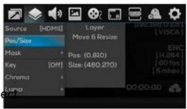 Source [HDMI] Pos/Size Mask Key [Off] Chroma Luma Layer Move & Resize Pos: (0.610) Size: (460,270) ENC [H264] [80 fps] [5 mbps] 00:00:00
