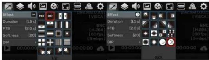 Effect Duration [1.5 s] FTB [2.0 s] Softness [20] DIP 00:00:00 1/2 00:00:00 00:00:00 00:00:00 00:00:00 00:00:00 00:00:00 00:00:00 00:00:00 00:00:00 00:00:00 00:00:00 00:00:00