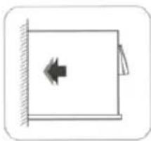 Simple line drawing of a rectangular box with a left-pointing arrow inside, mounted on a wall (no text or symbols)