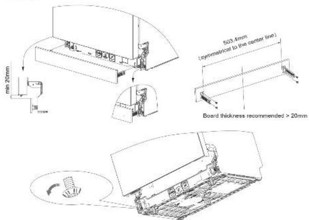 min 20mm 503.4mm (symmetrical) to the center line) Board thickness recommended > 20mm