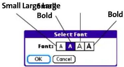 Small Large Bold Select Font Font: A A A A OK Cancel