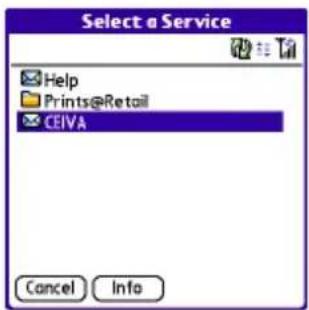 Select a Service Help Prints@Retail CEIVA Cancel Info