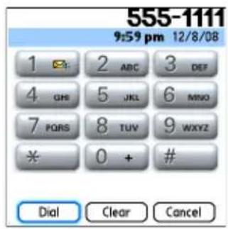 555-1111 9:59 pm 12/8/08 1 ABC 3 DEF 4 GHS 5 JKL 6 MNO 7 PQRS 8 TUV 9 WXYZ * 0 + # Dial Clear Cancel