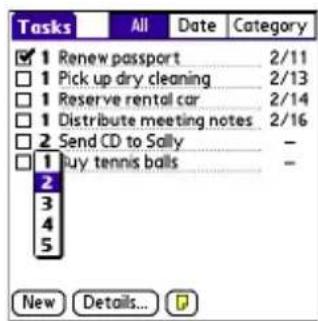 Tasks All Data人類al人類 1 Renew passport 2/11 1 Pick up dry cleaning 2/13 1 Reserve rental car 2/14 1 Distribute meeting notes 2/16 2 Send CD to Sally - 1 Buy tennis balls - New Details... ?