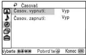 Časovač Časov. vypnutí: Vyp Časov. zapnutí: Vyp
