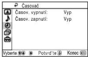 Časovač Časov. vypnutí: Vyp Časov. zapnutí: Vyp