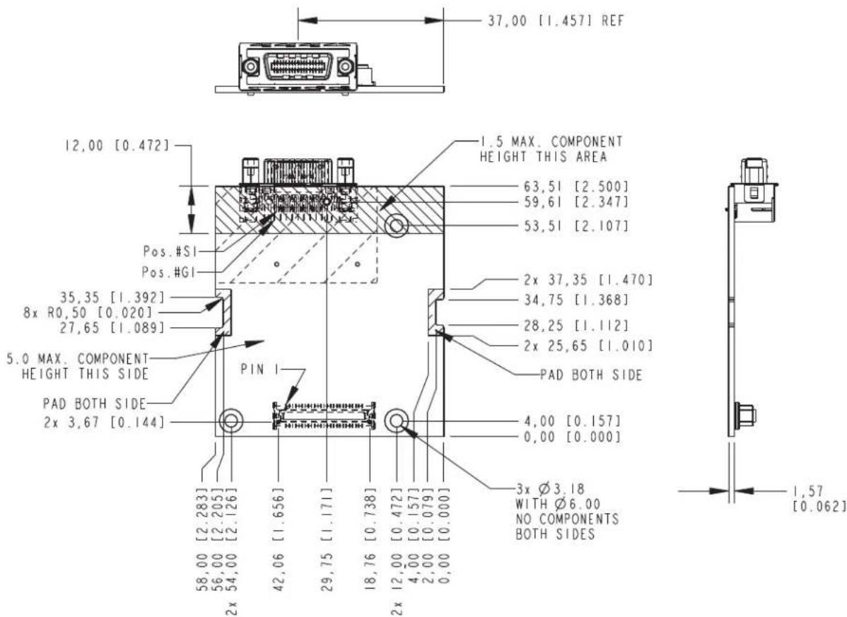 37,00 [1.457] REF 12,00 [0.472] Pos.#S1 Pos.#G1 35,35 [1.392] 8x R0,50 [0.020] 27,65 [1.089] 5.0 MAX. COMPONENT HEIGHT THIS SIDE PAD BOTH SIDE 2x 3,67 [0.144] PIN 1 58,00 [2.283] 56,00 [2.205] 54,00 [2.126] 42,06 [1.656] 29,75 [1.171] 18,76 [0.738] 2x 12,00 [0.472] 4,00 [0.157] 2,00 [0.079] 0,00 [0.000] 1.5 MAX. COMPONENT HEIGHT THIS AREA 63,51 [2.500] 59,61 [2.347] 53,51 [2.107] 2x 37,35 [1.470] 34,75 [1.368] 28,25 [1.112] 2x 25,65 [1.010] PAD BOTH SIDE 4,00 [0.157] 0,00 [0.000] 3x Ø3.18 WITH Ø6.00 NO COMPONENTS BOTH SIDES 1,57 [0.062]