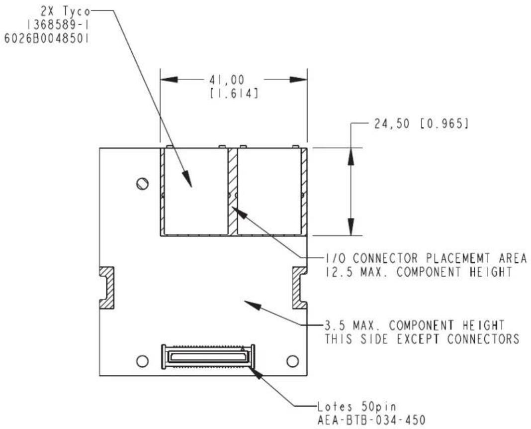 2X Tyco 1368589-1 6026B0048501 41,00 [1.614] 24,50 [0.965] I/O CONNECTOR PLACEMENT AREA 12.5 MAX. COMPONENT HEIGHT 3.5 MAX. COMPONENT HEIGHT THIS SIDE EXCEPT CONNECTORS Lotes 50pin AEA-BTB-034-450