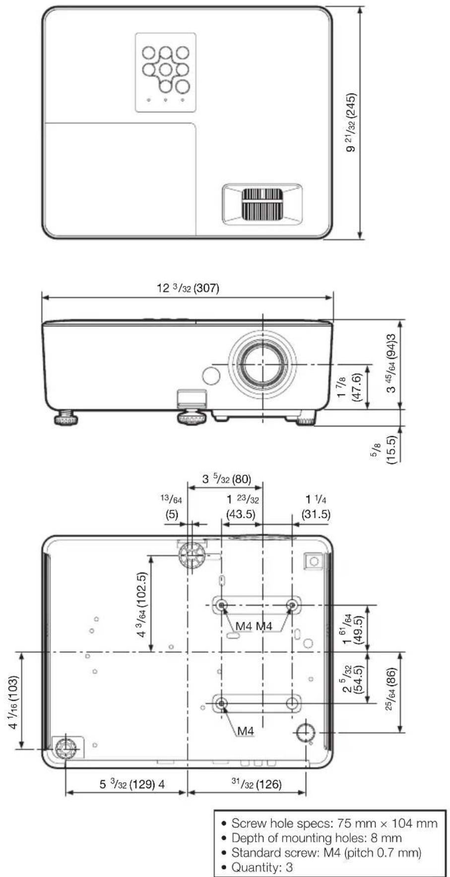 SHARP PG-LW2000 - Dimensions - 1