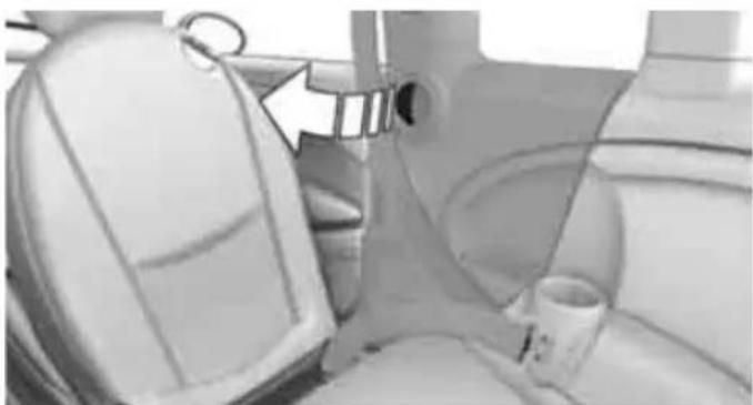 Interior view of a vehicle showing seat, dashboard, and water tank (no visible text or symbols)