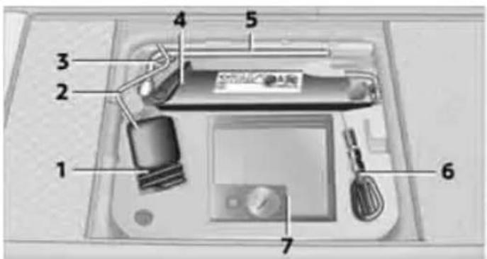 Labeled diagram of a device interior with numbered parts for identification