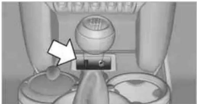 Interior view of a vehicle gear shift lever with a highlighted component (no text or symbols visible)